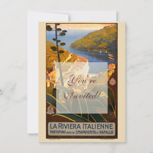 Invitation Affiche italienne Riviera Europe Italy Travel (Devant)