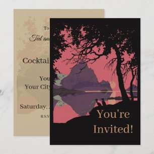 Invitation Affiche minimaliste de coucher de soleil en Norvèg