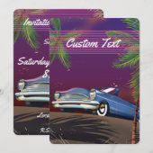 Invitation Affiche néon voiture rétro des années 80 (Devant / Derrière)