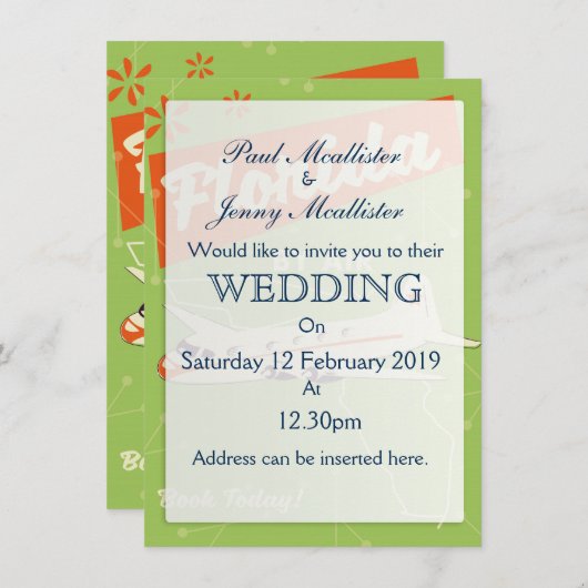 Invitation Affiche rétro de l'État de Floride. (Devant / Derrière)