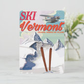 Invitation Affiche rétro de vacances de ski au Vermont (Debout devant)