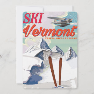 Invitation Affiche rétro de vacances de ski au Vermont
