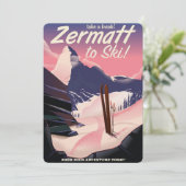 Invitation Affiche rétro de vacances de ski Zermatt (Debout devant)