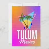 Invitation Affiche rétro de voyage à Tulum Mexique. (Devant)