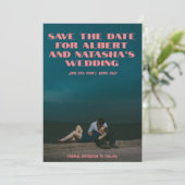 Invitation Affiche romantique de cinéma rétro Enregistrer la  (Debout devant)