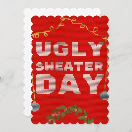 Invitation Affiche rouge de pull moche (Devant / Derrière)