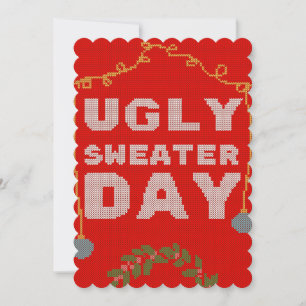 Invitation Affiche rouge de pull moche