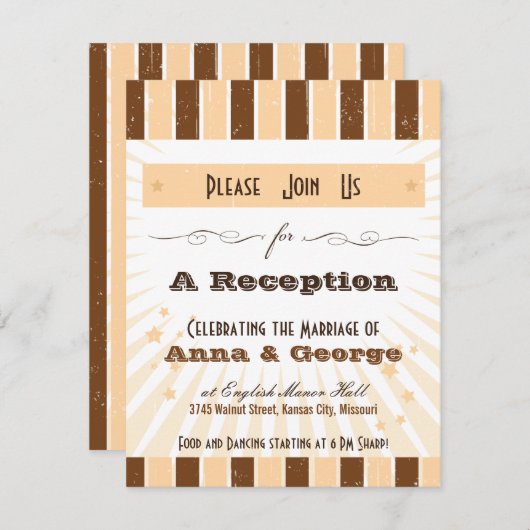 Invitation Affiche rustique : Réception crème et marron (Devant / Derrière)