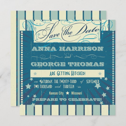 Invitation Affiche Rustique : Vert Sable Enregistrez la Date (Devant / Derrière)