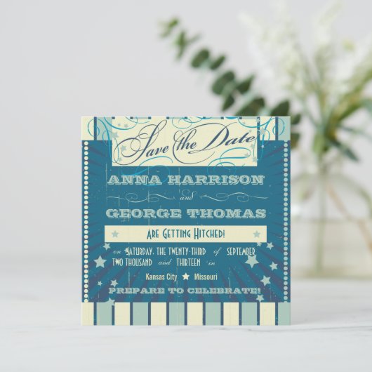 Invitation Affiche Rustique : Vert Sable Enregistrez la Date (Debout devant)