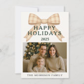 Invitation Affordable Christmas Plaid Photo Holiday Flat Card (Devant)