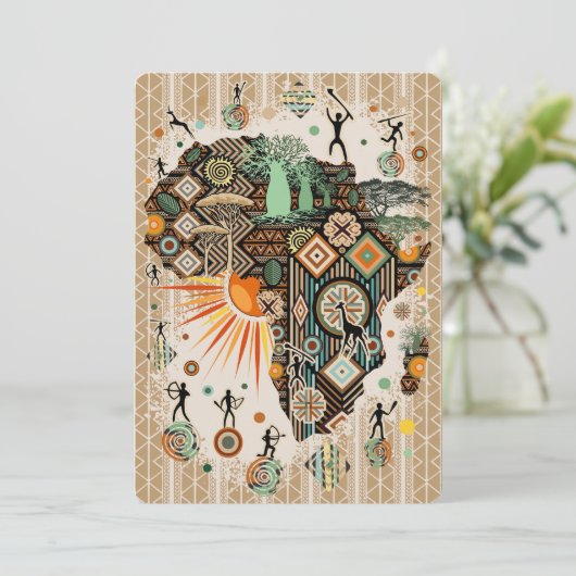 Invitation Africa Map Decorative Tribal Elements Pattern (Debout devant)