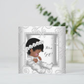 Invitation Africain Américain Baby shower fille Diamond Blanc (Debout devant)