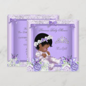 Invitation Africain Américain Lavender Grey Baby shower fille (Devant / Derrière)