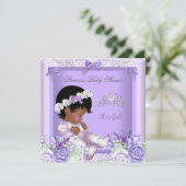 Invitation Africain Américain Lavender Grey Baby shower fille (Debout devant)