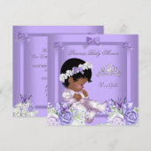 Invitation Africain Américain Lavender Grey Baby shower fille (Devant / Derrière)