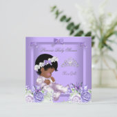 Invitation Africain Américain Lavender Grey Baby shower fille (Debout devant)