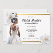 Invitation Africain-Américain mariée simple fleurs de jardin (Devant)