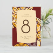 Invitation Africain Ankara Kitenge Gold Floral Numéro de tabl (Debout devant)