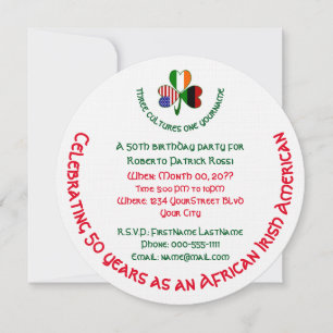 Invitation Africain Irlandais USA Trèfle Personnalisé Anniver