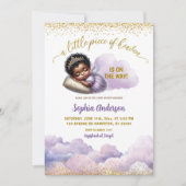 Invitation Africaine Afro fille violet petit ange Baby shower (Devant)