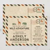 Invitation africaine de baby shower d'animaux de (Devant / Derrière)