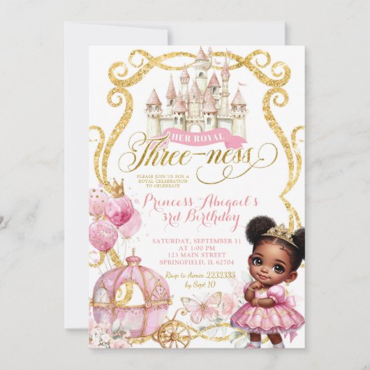 Invitation African Afro Princess Her Royal Three-ness Invitat (Devant)