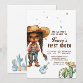 Invitation African America Cowgirl First Rodeo Anniversaire (Devant / Derrière)