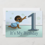 Invitation African American Boy Premier anniversaire (Devant)
