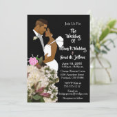 Invitation African American Bride & Groom White Wedding  (Debout devant)