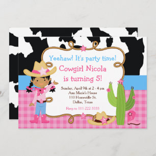 Invitation African American Cowgirl Western Anniversaire