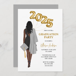 Invitation African American Female 2025Graduation Party
