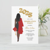 Invitation African American Female Photo Graduation Party (Debout devant)