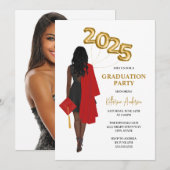 Invitation African American Female Photo Graduation Party (Devant / Derrière)