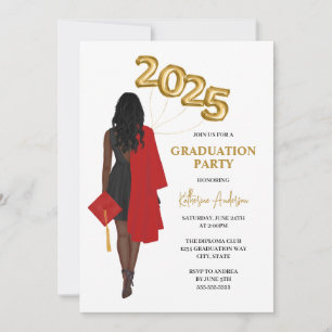 Invitation African American Female Photo Graduation Party