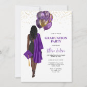 Invitation African American Female Purple Graduation Party (Devant)