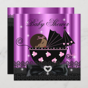 Invitation African American Girl Baby shower Party rose