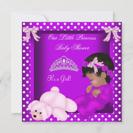 Invitation African American Princess Baby shower Girl 2 (Devant)