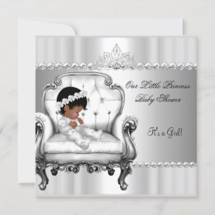 Invitation African American Princess Baby shower Girl Chair