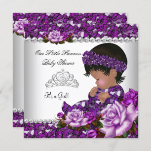 Invitation African American Princess Baby shower Girl Rose 2