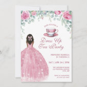 Invitation African American Princess Tea Party Faux Sparkle (Devant)