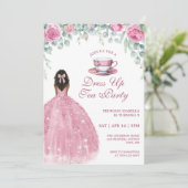 Invitation African American Princess Tea Party Faux Sparkle (Debout devant)