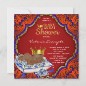 Invitation African American Royal Prince Baby Boy Douche (Dos)