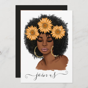 Invitation African American Sunflower Bachelorette Party