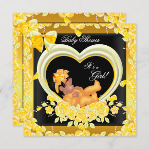 Invitation African American Yellow Gold Baby shower Girl 2