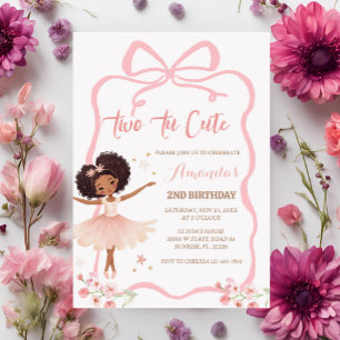 Invitation African Pink Ballerina Two Tu Cute 2e anniversaire