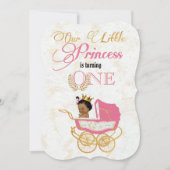Invitation African Princess Fancy Pink|Gold 1er Anniversaire (Devant)