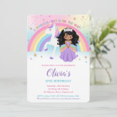 Invitation African Princess Unicorn Anniversaire Party Rainbo (Debout devant)