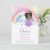 Invitation African Princess Unicorn Anniversaire Party Rainbo (Debout devant)