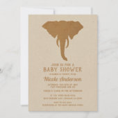 Invitation African Safari Brown Elephant Baby shower Vintage (Devant)